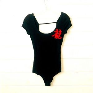 LF Black Asian Symbol Short Sleeve  Bodysuit